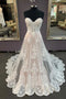A Line Sweetheart Sleeveless Lace Appliqued Beach Wedding Dress, Cheap Bridal Dress UQ2534