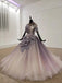 Sparkly Ball Gown Half Sleeves Wedding Dress with Flowers, Gorgeous Princess Prom Dress UQ2548