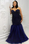 Mermaid Sweetheart Sleeveless Sequin Floor-Length Tulle Plus Size Prom Dresses UQ2220