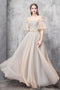 Elegant Off Shoulder Floor Length Tulle Prom Dress, Bridesmaid Dresses UQ2312