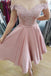 A Line Off the Shoulder Knee Length Homecoming Dresses with Appliques N1914