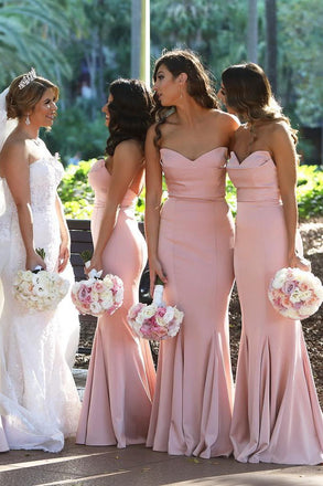 Pink Mermaid Bridesmaid Dresses Sweetheart Maid Of Honor Gowns Ruffles Dress for Wedding chb0024