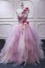 Puffy One Shoulder Sleeveless Tulle Prom Dress with Flowers, Ruffles Quinceanera Dress chp0023