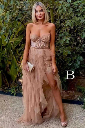 A-Line High Low Sweetheart Tulle Prom Dress With Layers, Unique Formal Gown CHP0107