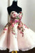 A Line Sweetheart Tulle Homecoming Dress with Flowers, Cute Puffy Mini Prom Gown N2209