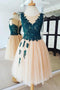 See Through Short Homecoming Dresses Lace Top Tulle Sleeveless Homecoming Dress UQ1869