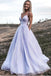 Shiny Lavender A Line Prom Dress with Pocket, Sparkly Formal Evening Dress chp0041