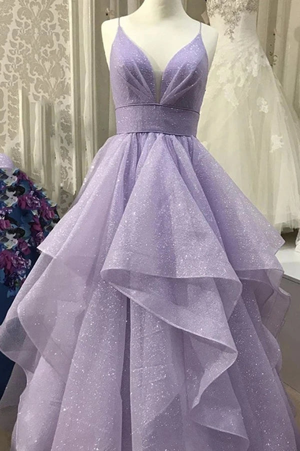 A Line Spaghetti Straps Asymmetrical Long Prom Dress, Shiny Evening Go cherishgirls A Line Spaghetti Straps Asymmetrical Long Prom Dress, Shiny Evening Go cherishgirls