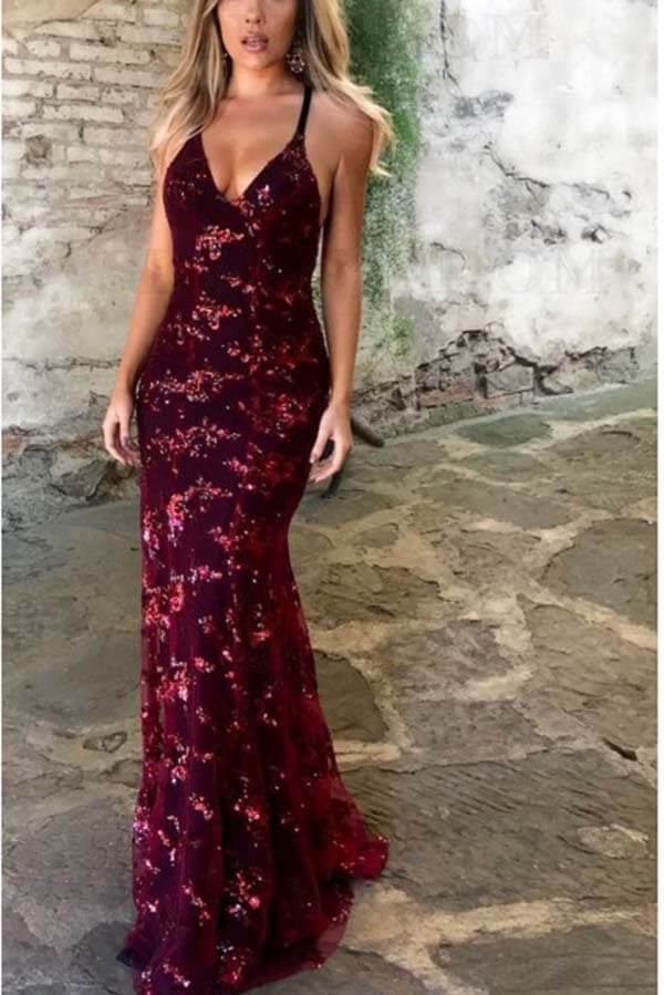 Shiny Fashion Mermaid V Neck Gray Tulle Prom Dresses Party Gowns Evening Dress CHP0061