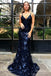 Shiny Fashion Mermaid V Neck Gray Tulle Prom Dresses Party Gowns Evening Dress CHP0061