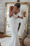 Simple Spaghetti Straps Mermaid Beach Wedding Dress, Cheap Bridal Gown CHW0138