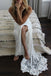 Romantic Deep U Neck Wedding Dresses Backless Lace Mermaid Wedding Gown chw0004