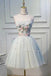 Strapless Homecoming Dress Flower Applique Short Tulle Graduation Dress N1945