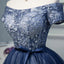 A Line Off the Shoulder Tulle Prom Dress with Belt, Cute Graduation Dress with Applique UQ1968