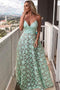 Tiffany Blue Spaghetti Straps V Neck Long Formal Dress, Sexy V Neck Long Prom Dress UQ1687