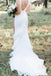 V Neck Backless Mermaid White Wedding Dresses Long Simple Bridal Dresses UQ2023