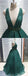Sparkly A-Line V Neck Dark Green Sequined Long Prom Dresses Evening Party Dresses CHP0064
