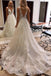 Luxurious V-neck  Ivory Saprkly Lace Wedding Dresses Bridal Gowns UQW0015