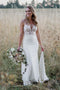 Bohemian Spaghetti Straps Mermaid Lace Wedding Dress, Long Bridal Gown CHW0146