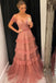Beautiful Tulle Straps Floor Length Party Dress With Layers ,Formal Gown CHP0074
