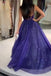 Shiny A-Line V-Neck Long Prom Dresses, Graduation Dress School Dance Winter Formal Dress CHP0055