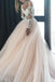 A-Line Tulle Off-the-Shoulder Wedding Dress With Sweep Train ,Long Sleeve Wedding Dresses Lace Appliques Bridal Gowns CHW0025