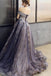 A Line Tulle Of the Shoulder Prom Dresses With Flowers Long Formal Gown  CHP0049