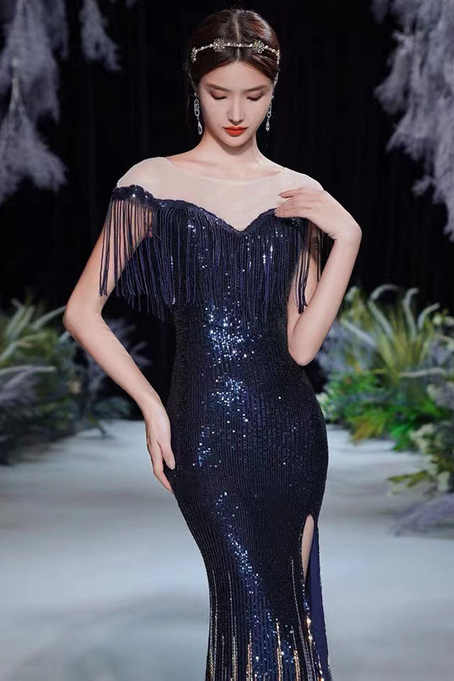 Glitter Shiny Sparkly Floor-Length Sheath Sequins Long Formal Prom Dress, Charming Evening Party Dress CHP0054