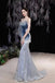 Glitter Mermaid Blue Sleeveless Cheap Long Prom Dresses Evening Party Dresses CHP0066