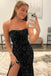 Shiny Strapless Mermaid Black Sequins Long Prom Dresses, Formal Evening Dresses CHP0103