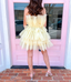 Yellow Strapless Tiered Homecoming Dress With Layers, Party Gown chh0128