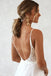 Simple A Line Spaghetti Straps Wedding Gown, Aesthetic Long Beach Wedding Dress CHW0128