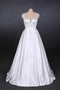 Simple Straps White Satin Wedding Dresses, Floor Length Satin Backless Bridal Dresses UQ2356