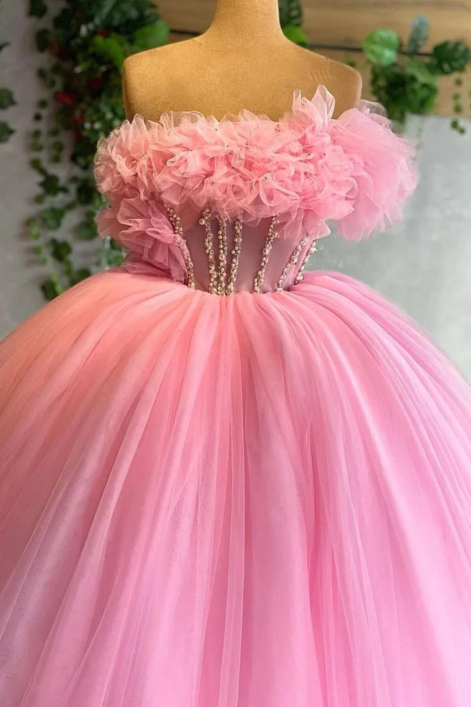 Gorgeous Ball Gown Light Pink Beading Prom Dresses, Strapless Quincean cherishgirls Gorgeous Ball Gown Light Pink Beading Prom Dresses, Strapless Quincean cherishgirls