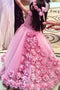 Floor Length Scoop Neck Ball Gown Flower Girls Dresses With 3D Floral Appliques UF077