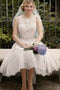 A Line Sleeveless Knee Length Lace Wedding Dress with Beading Waist UQ2078