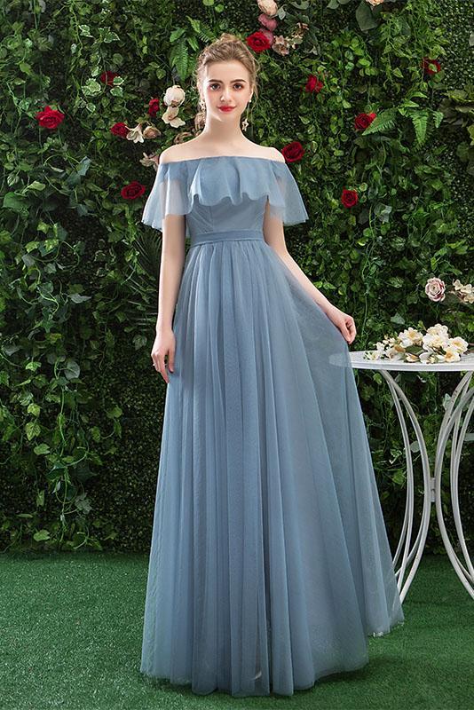 Cheap Off the Shoulder Tulle Long Prom Dress, Bridesmaid Dresses UQ2320 Cheap Off the Shoulder Tulle Long Prom Dress, Bridesmaid Dresses UQ2320