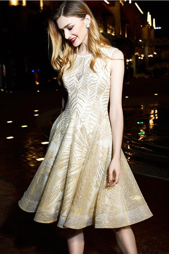 Gorgeous A Line Knee Length Homecoming Dress with Rhinestones, Princess Party Dress UQ1982