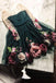 A-line V neck Hand-Made Flower Homecoming Dress Unique Short Long Sleeve Prom Dress UQ1841