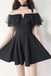 Black Off the Shoulder Short Dance Dresses, A Line Mini Homecoming Dress with Ruffles N2000