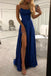 Spaghetti Strap Simple Prom Dress with Side Slit, Sexy Long Bridesmaid Dresses chb0002