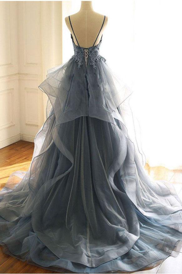 charcoal gray party dress A-Line/Princess Scoop Satin Evening Dresses Half Sleeves Floor-Length Lace Party Dresses Charcoal Gray