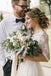 Puffy Half Sleeves Backless Wedding Dresses, Floor Length Long Beach Wedding Dress UQ2250