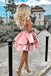 Pink Satin Strapless Two Layers Short Homecoming Dress, A Line Simple Prom Gown UQ2152