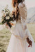 Long Sleeve Rustic Weding Dresses Lace Appliqued Ivory Chiffon Beach Wedding Dress UQ2013