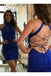 Royal Blue Sexy Sheath Short Formal Dresses, Sparkly High Neck Mini Homecoming Dress UQ1941