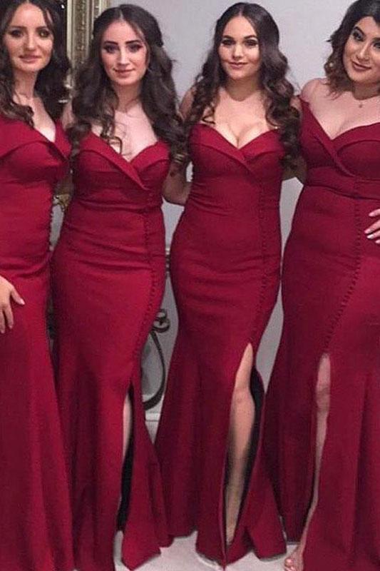 Maroon mermaid bridesmaid sales dresses