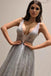 A-Line Sleeveless Silver Backless Fashion Custom Unique Design Long Prom Dresses UQ2247