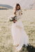 Long Sleeve Rustic Weding Dresses Lace Appliqued Ivory Chiffon Beach Wedding Dress UQ2013