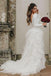 A-Line Ivory Sweep Train Tulle Long Sleeves Long Beach Wedding Dresses with Ruffles UQ2211